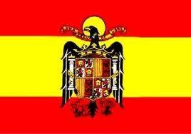 Bandera de España 100x150 despacho en raso Aguila San Juan, bord