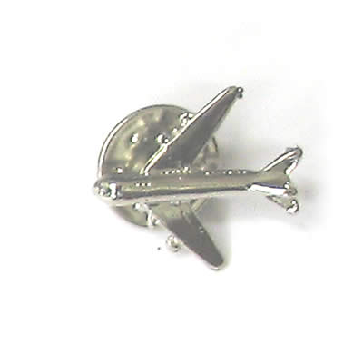 Pin de  avión en metal plateado